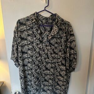 Puritan Black and Cream Leaf Pattern Shirt
